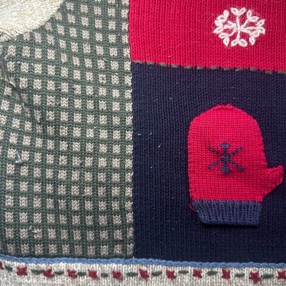 Northern Reflections Cardigan Sweater Womens L Large Multicolor Winter Patchwork - Picture 4 of 12